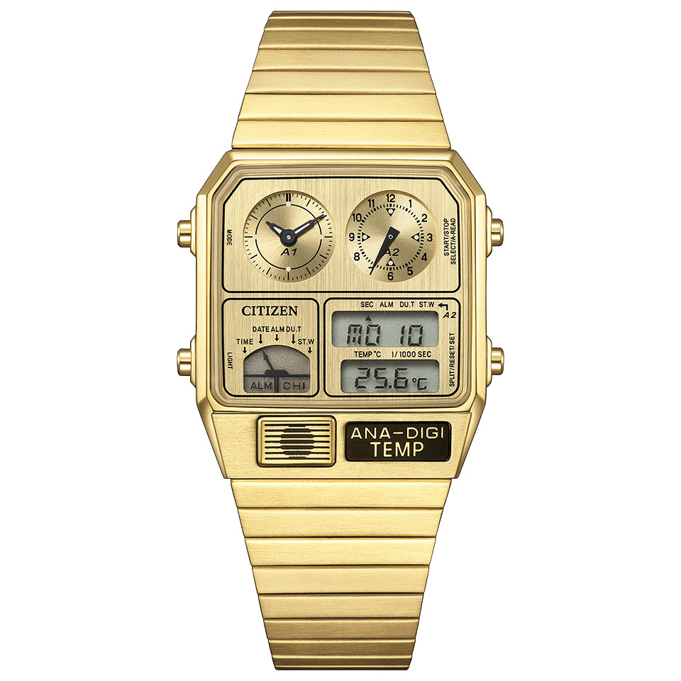 Citizen ANA-DIGI TEMP JG2103-56P Metallic Gold Analog Digital Men Watch NEW BOX