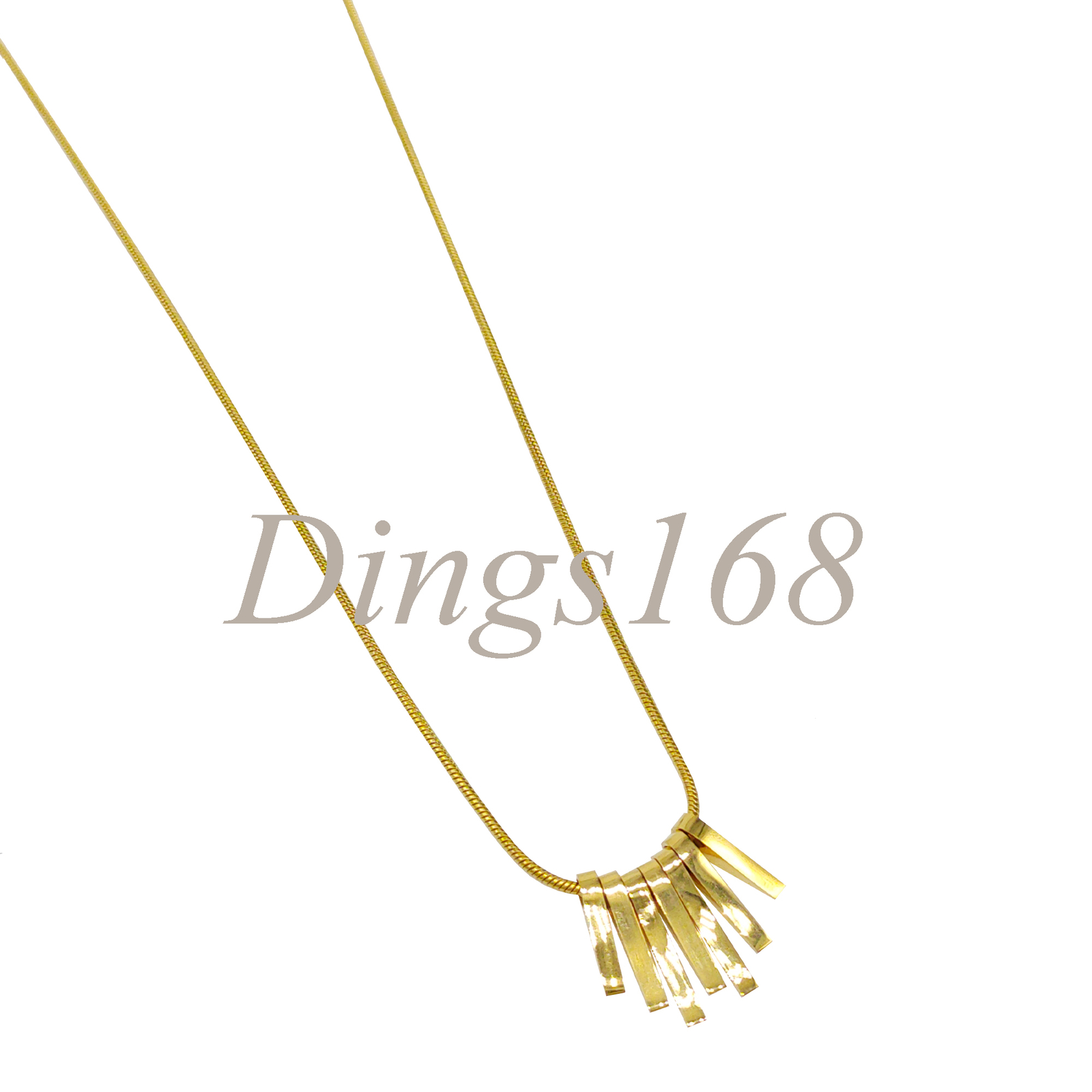 Real 18K Yellow Gold Filled 15x13mm 7-Square Bar Pendant 16+2inch Snake Necklace