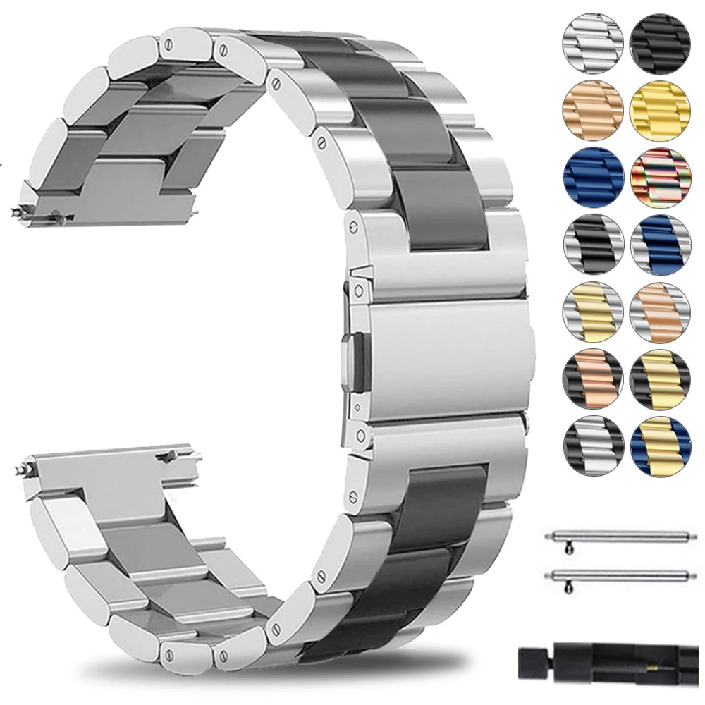 22mm Steel Watch Strap For Huami amazfit BIP 6 5 GTR 4 3 GTR 47mm Stainless Band