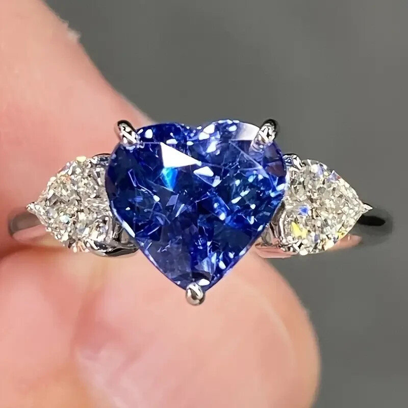 Elegant 925 Sterling Silver Blue White Topaz Wedding Engagement Ring Size 6