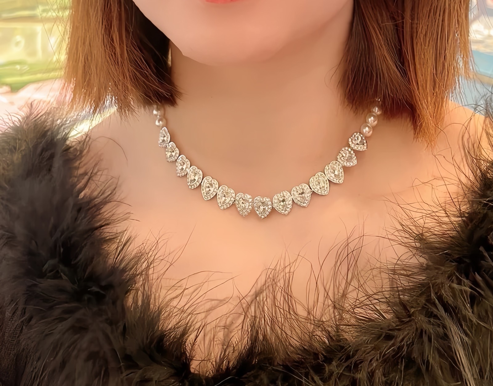 Swarovski Heart-shaped Pearl and Crystal Necklace for Women