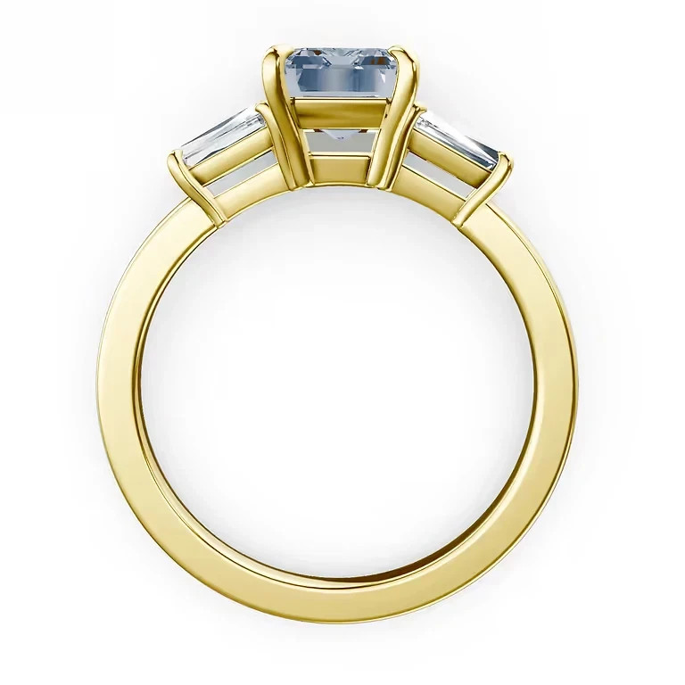 Fancy Vivid Blue Diamond Ring IGI Lab Grown 3.20 Ct Emerald Cut 14k Yellow Gold