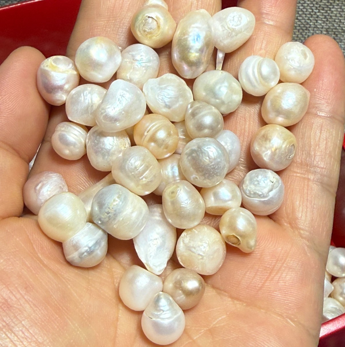 50g 35PCS 7-9mm Natural Cultured Pearl Loose Beads Baroque White Freshwater DIY