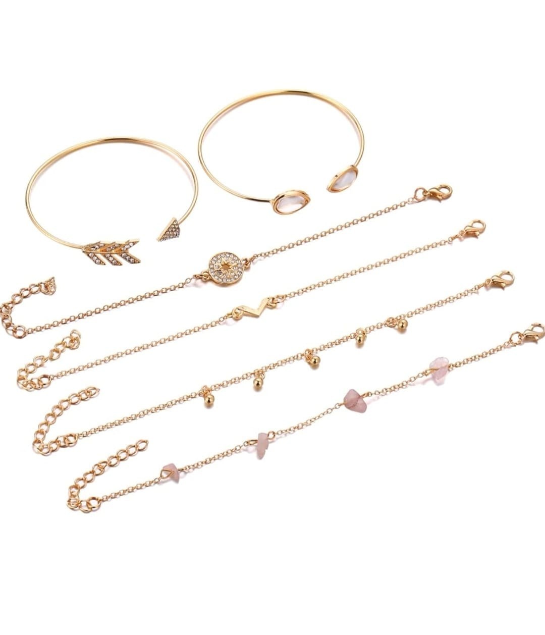 Indian bollywood gold plated multi layered charm bracelet for women and girls