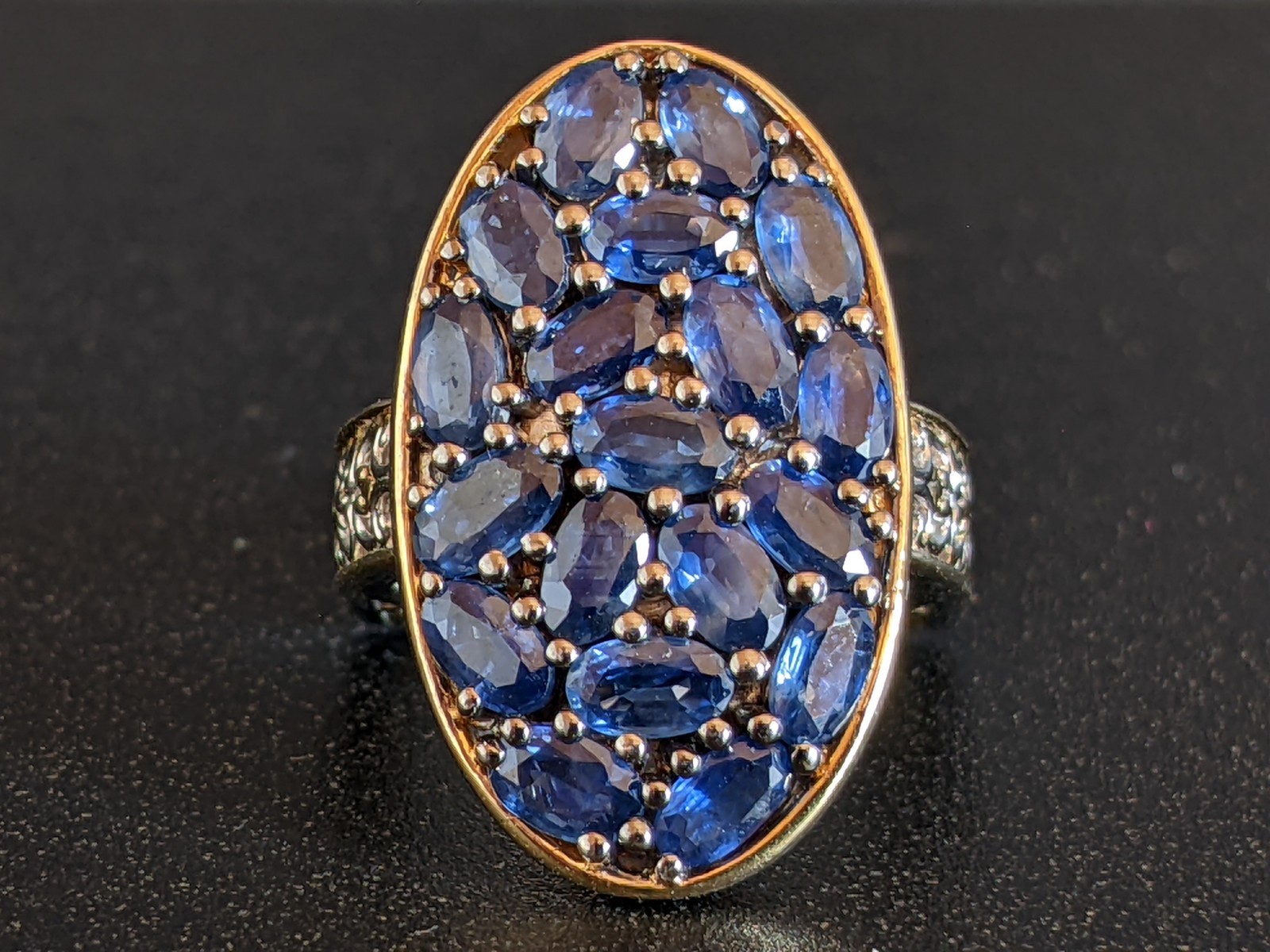 Michael Valitutti Sterling 925 Gold Gems En Vogue Royal Blue Sapphire Ring Size6