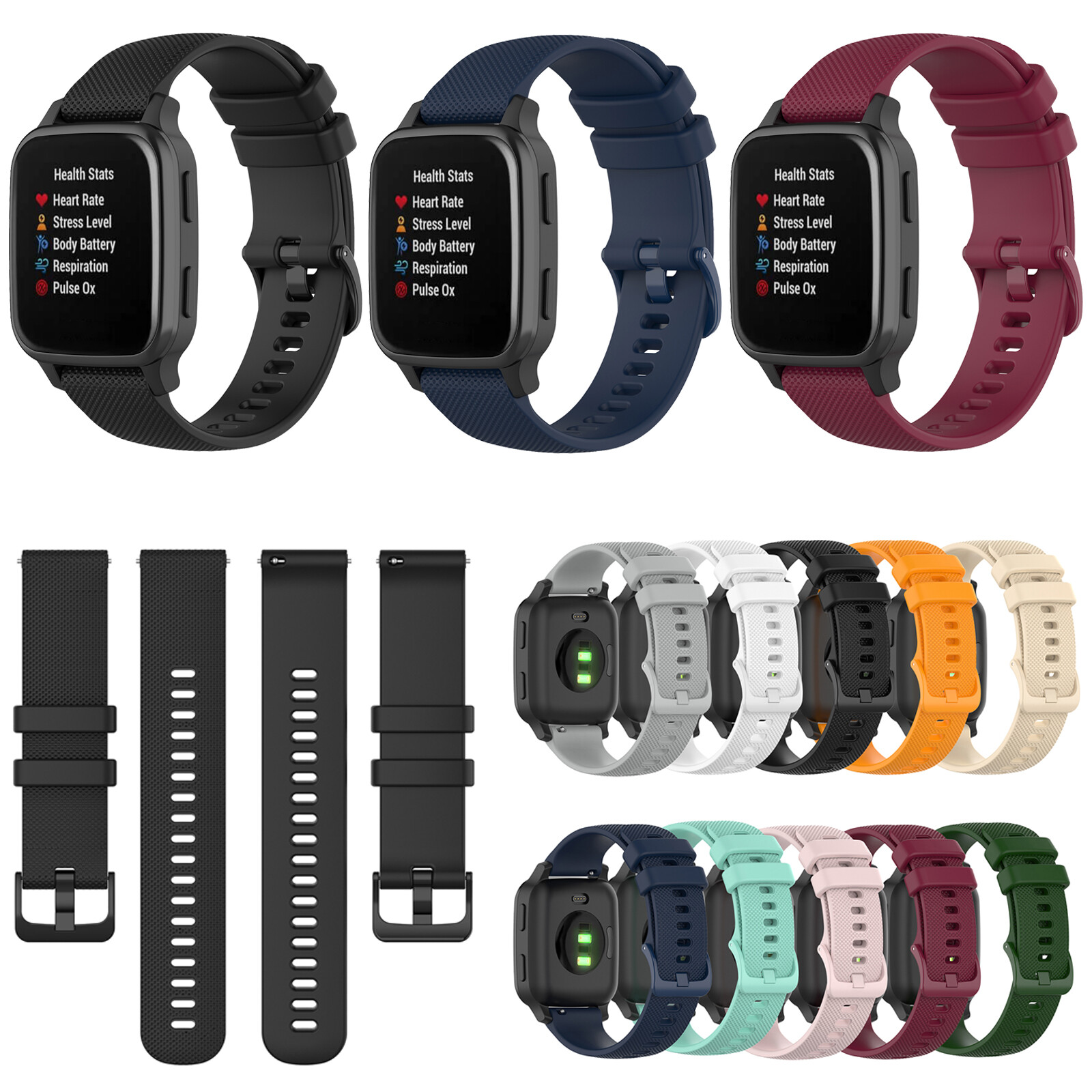 For Garmin Venu Sq/Garminmove 3/Forerunner 245 645 20mm Watch Band Wrist Strap