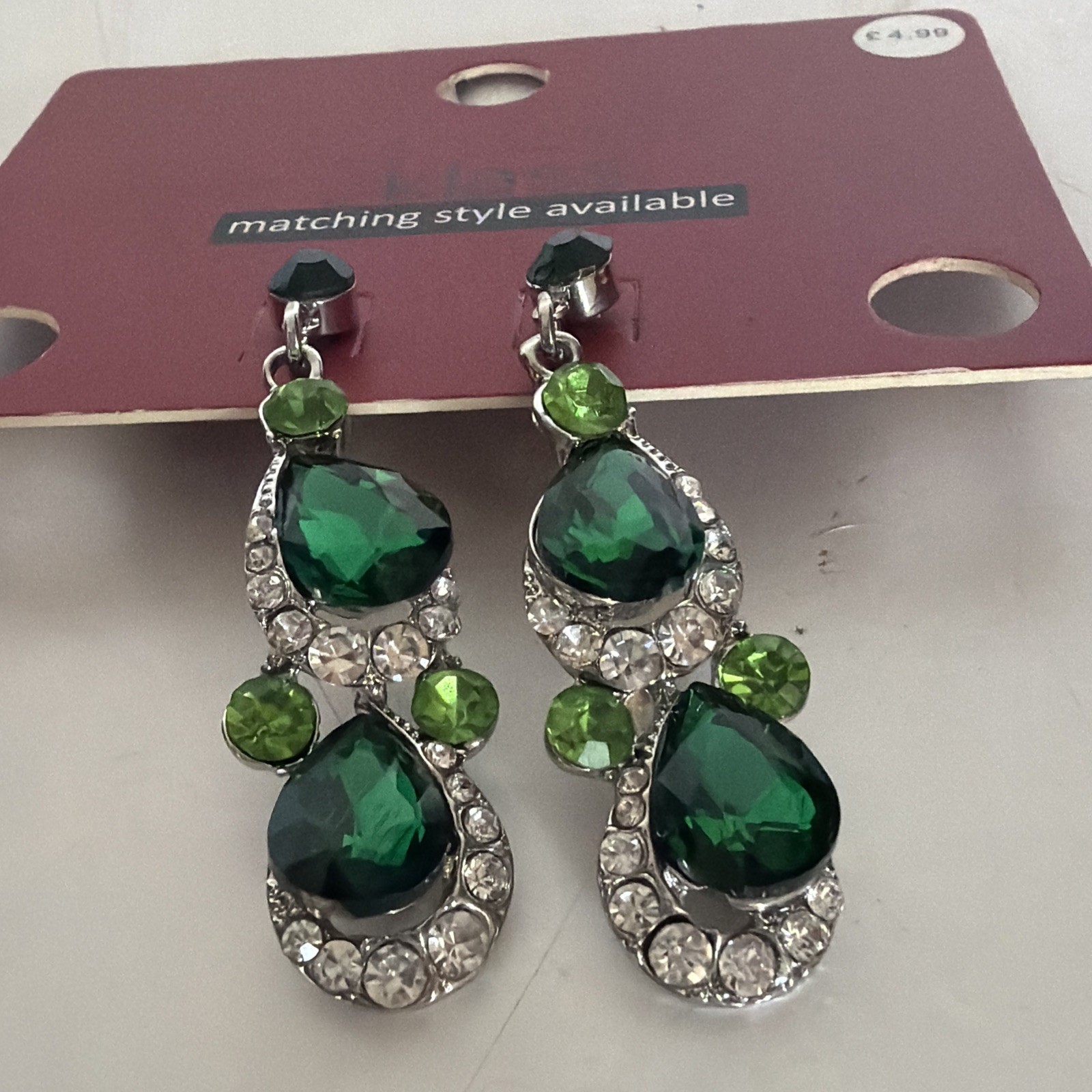 ACCESSORIZE GEM DROP EARRINGS GOLD GREEN