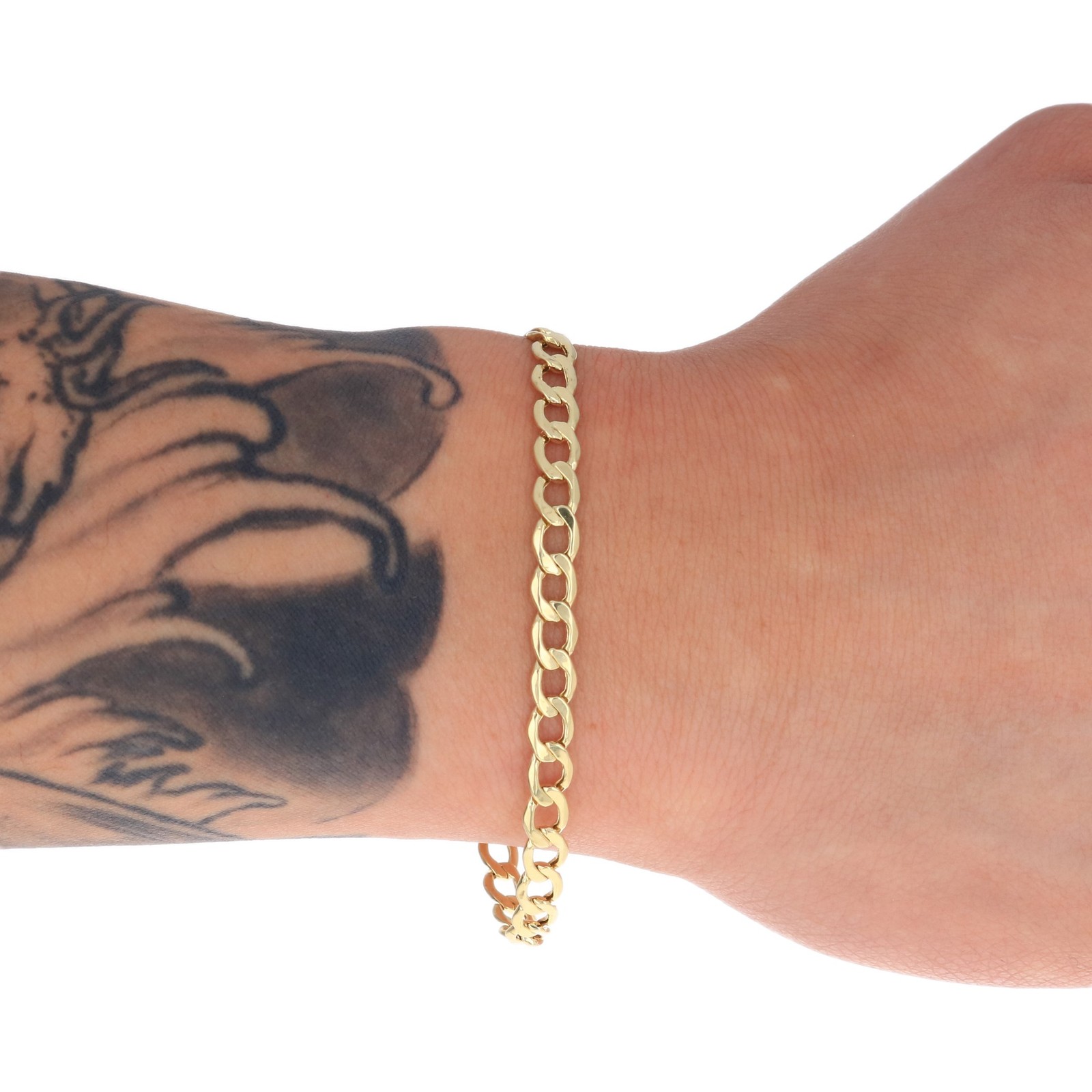 14K Real Yellow Gold 3.5mm-6.5mm Cuban Curb Chain Link Bracelet Men Women 7″- 9″