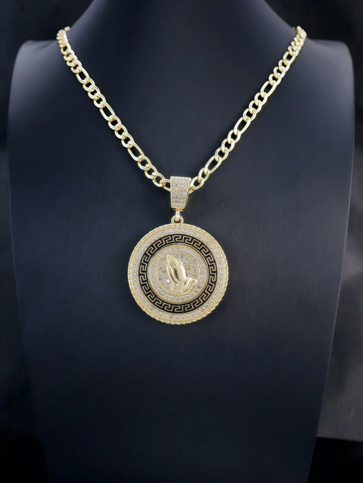 Gold Roulette Spinning Center /Casino Poker Cards Pendant Necklace Cuban Chain