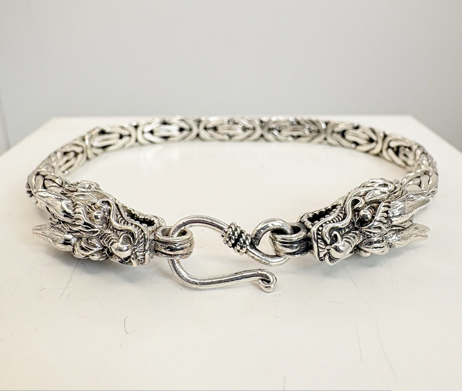 Dragon Head Borobudur Bracelet Sterling Silver 30.10g 7.25in Bali Legacy