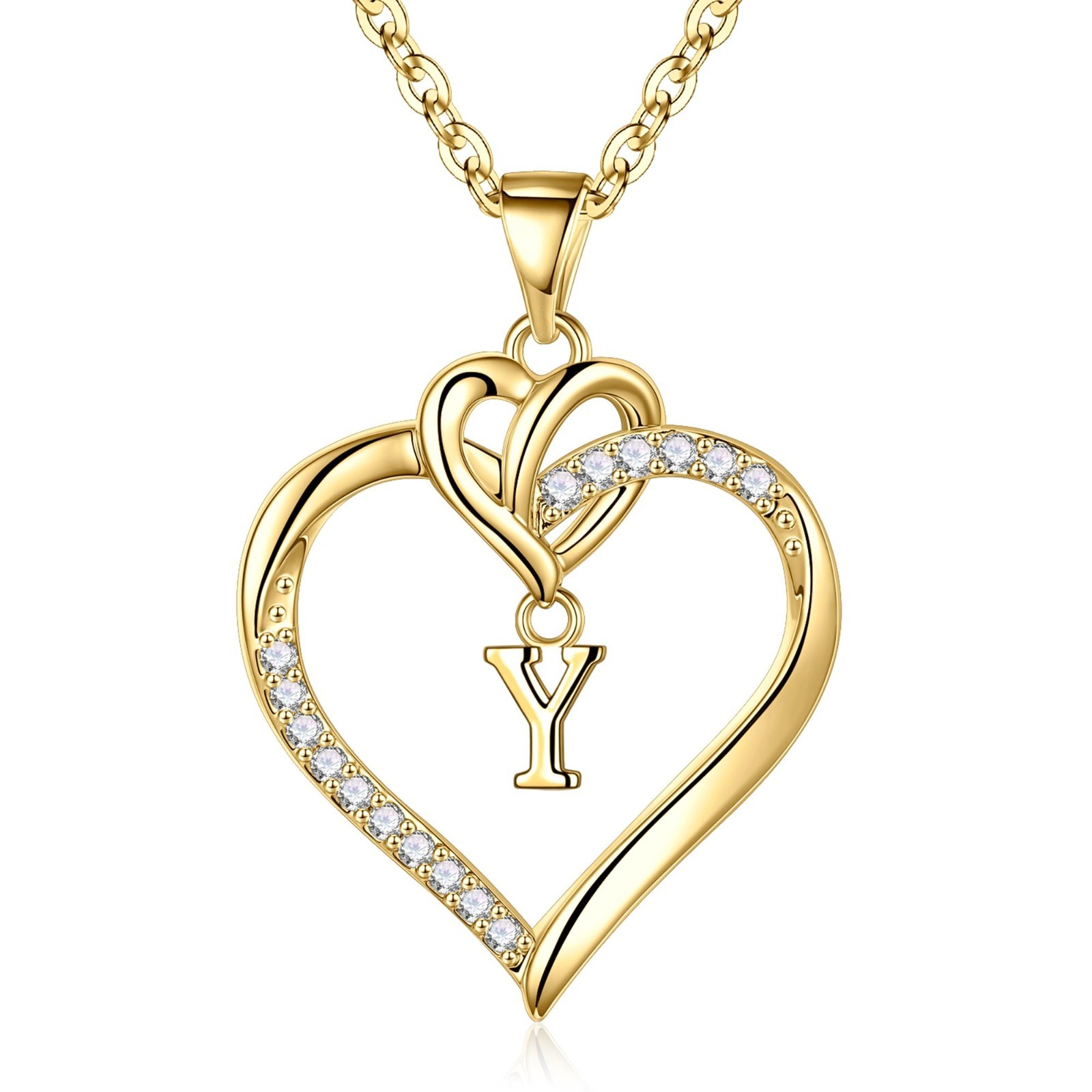 Heart Initial Necklaces for Women & Girls – 14K Gold-Plated A-Z Jewelry Gift for
