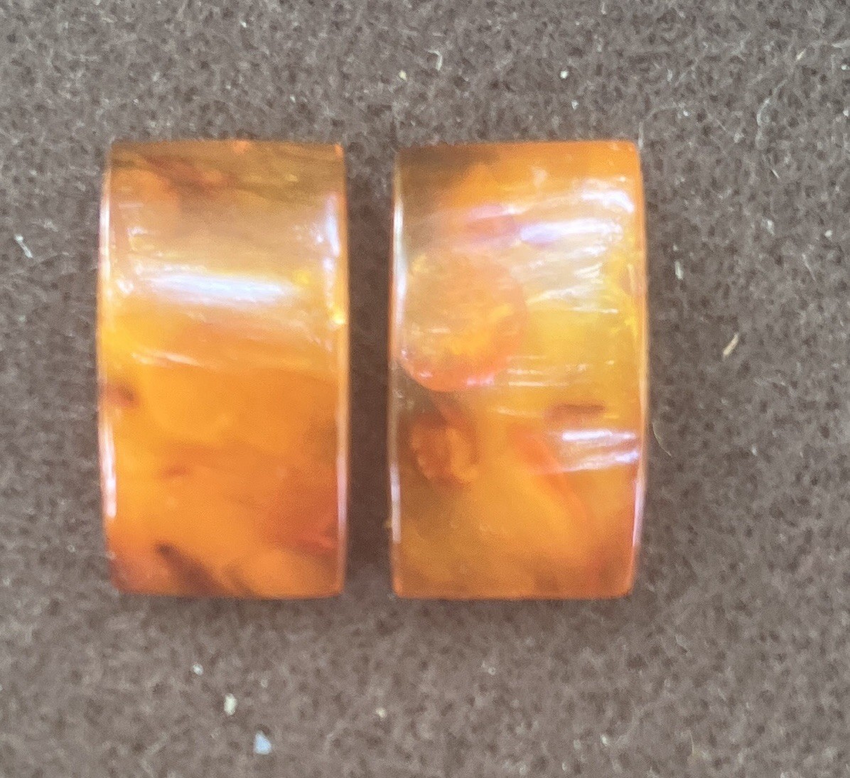21x11x5mm Baltic Amber Rectangle Butterscotch Pair 10.6tcw 2 Vintage Pieces