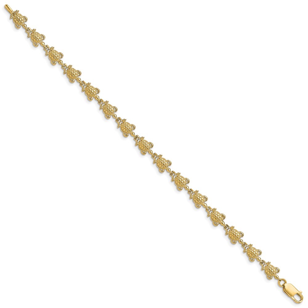 14k Yellow Gold Polished Turtle Bracelet 7.25″ 5.59gm