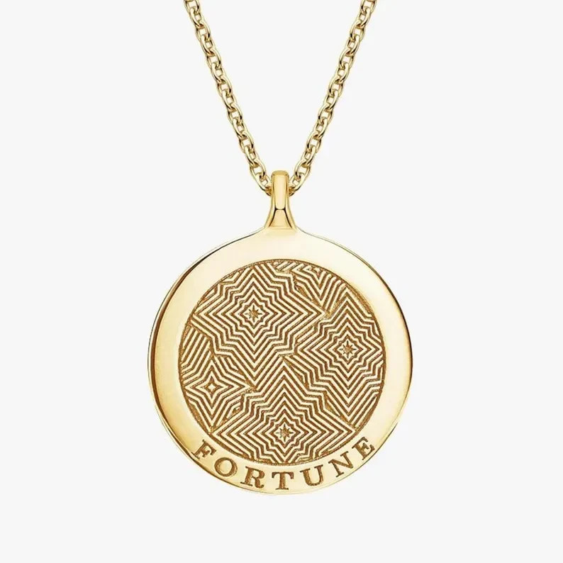 14k Gold Plated Angel Number 777 Medallion Pendant Lab Created Diamond Necklace