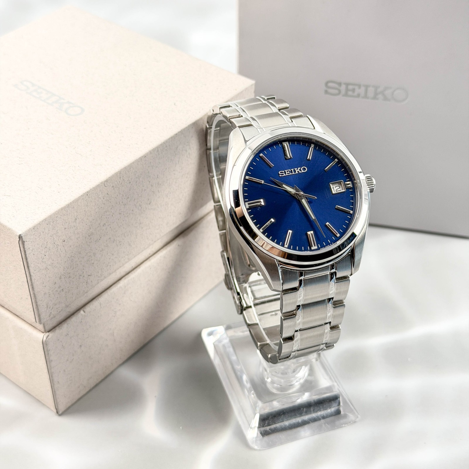 Seiko Essentials SUR309 Men’s Blue Dial Stainless Steel Strap Quartz Watch 40mm