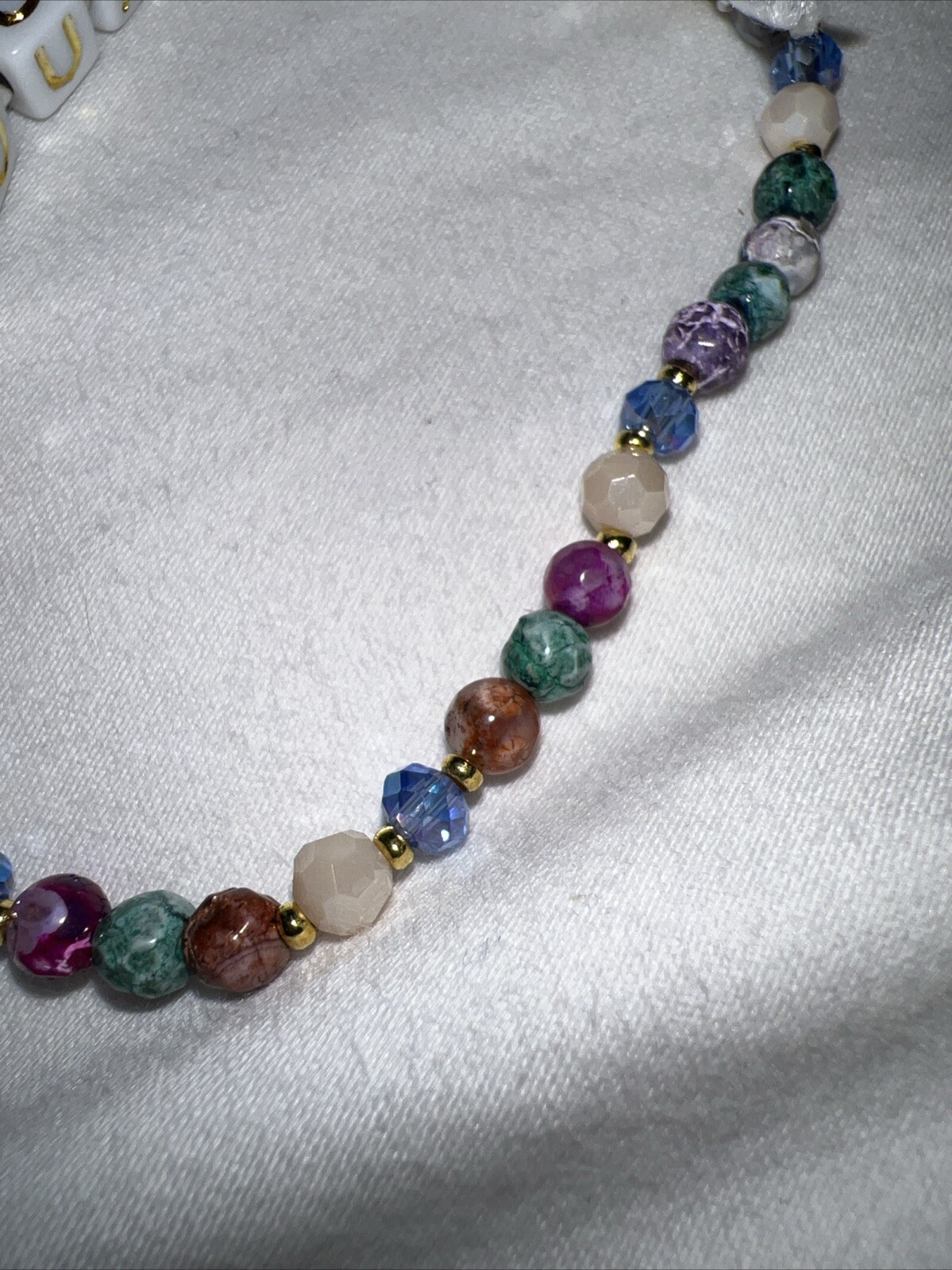 New Nakamol Chicago Handmade Stretchy Bracelet ‘EQUALITY’ in Gold & White