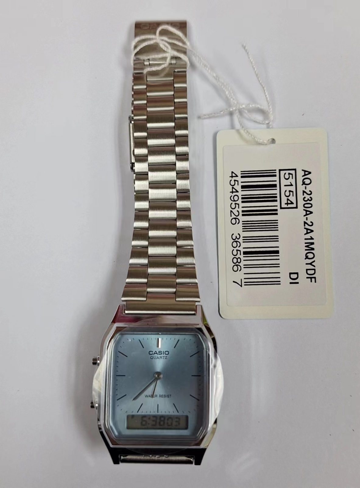CASIO AQ-230A-2A1 Retro Vintage Blue Dual time Stainless Steel Band Watch