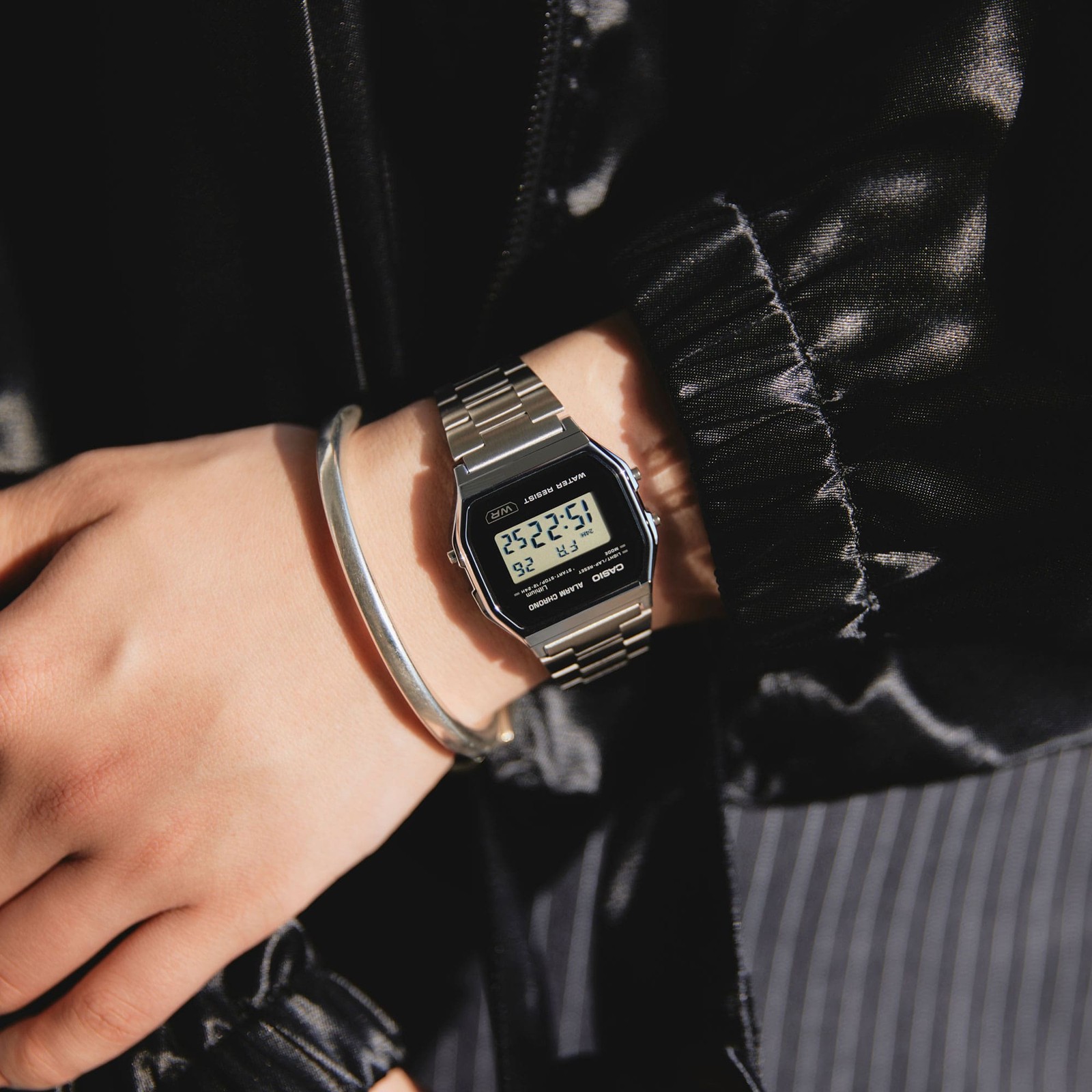Unisex Wristwatch CASIO A-158WEA-1EF Digital Stainless Steel Black VINTAGE
