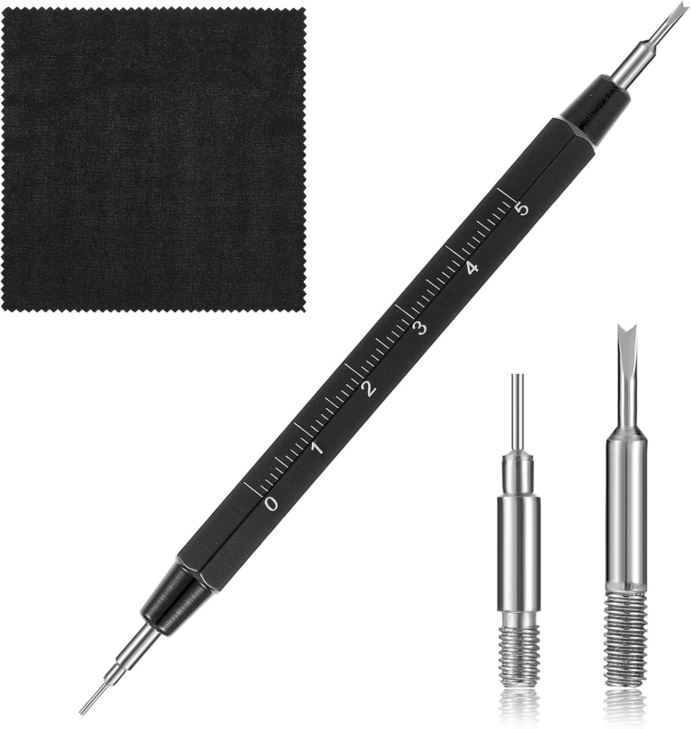 Compact Watch Spring Bar Tool Set with High-Density Cleaning Cloth Included
