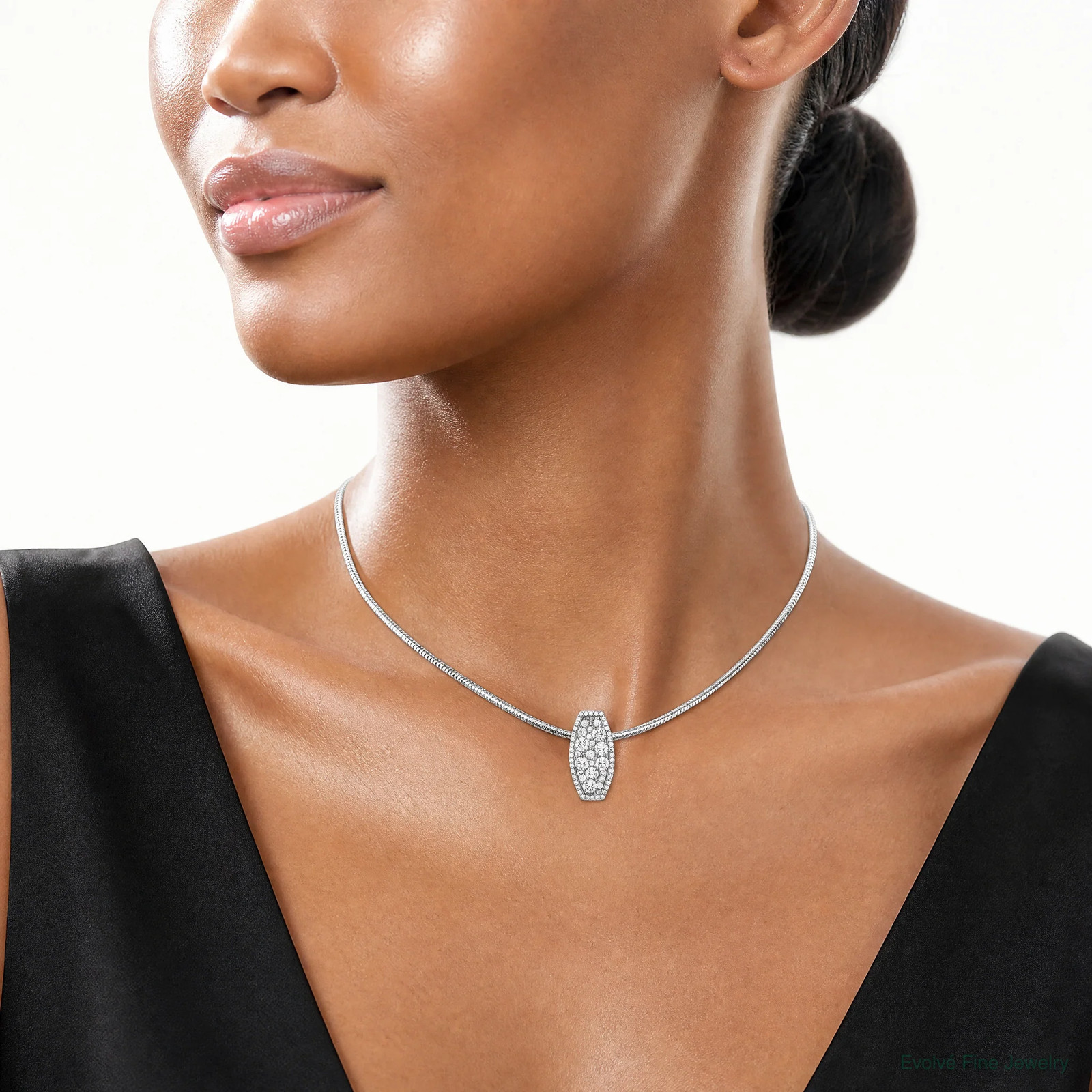 Sterling Silver Rhodium-Plated CZ Slide