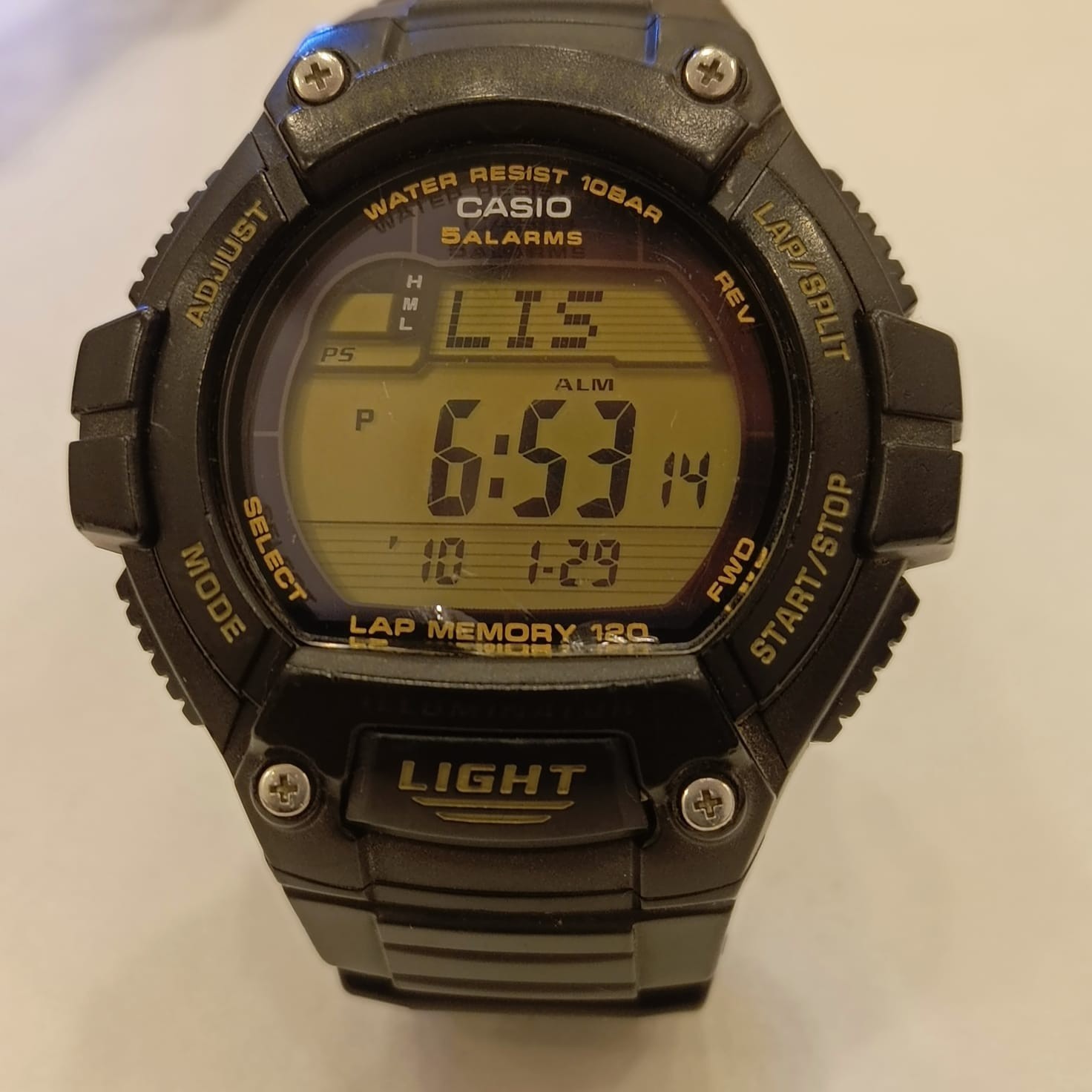 ​Casio Tough Solar W-S220 Digital Watch 3271 Black Resin 100M Lap Memory 120