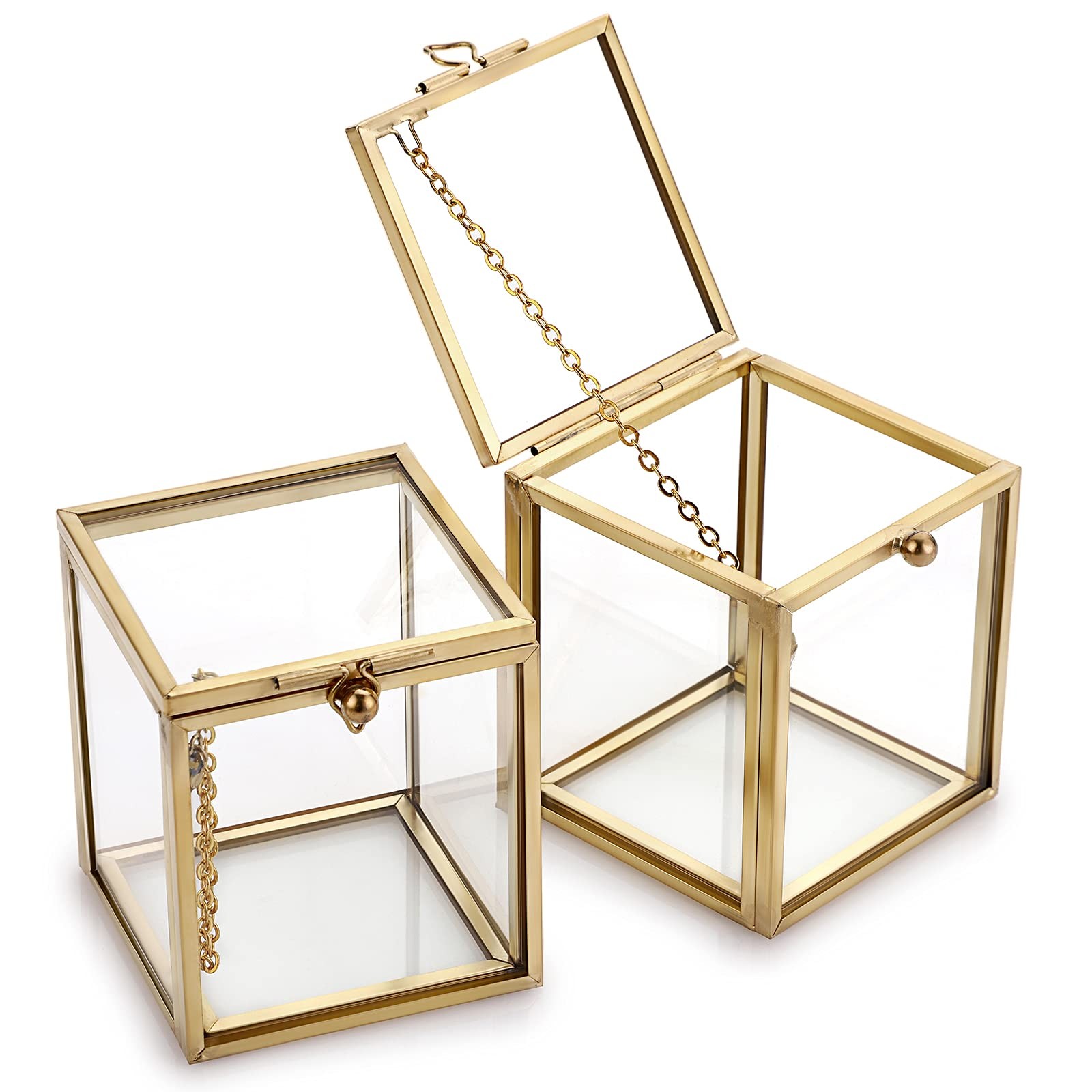 Hipiwe 2 Packs Vintage Glass Jewelry X-Small, 2.3″x 2.7″, Gold