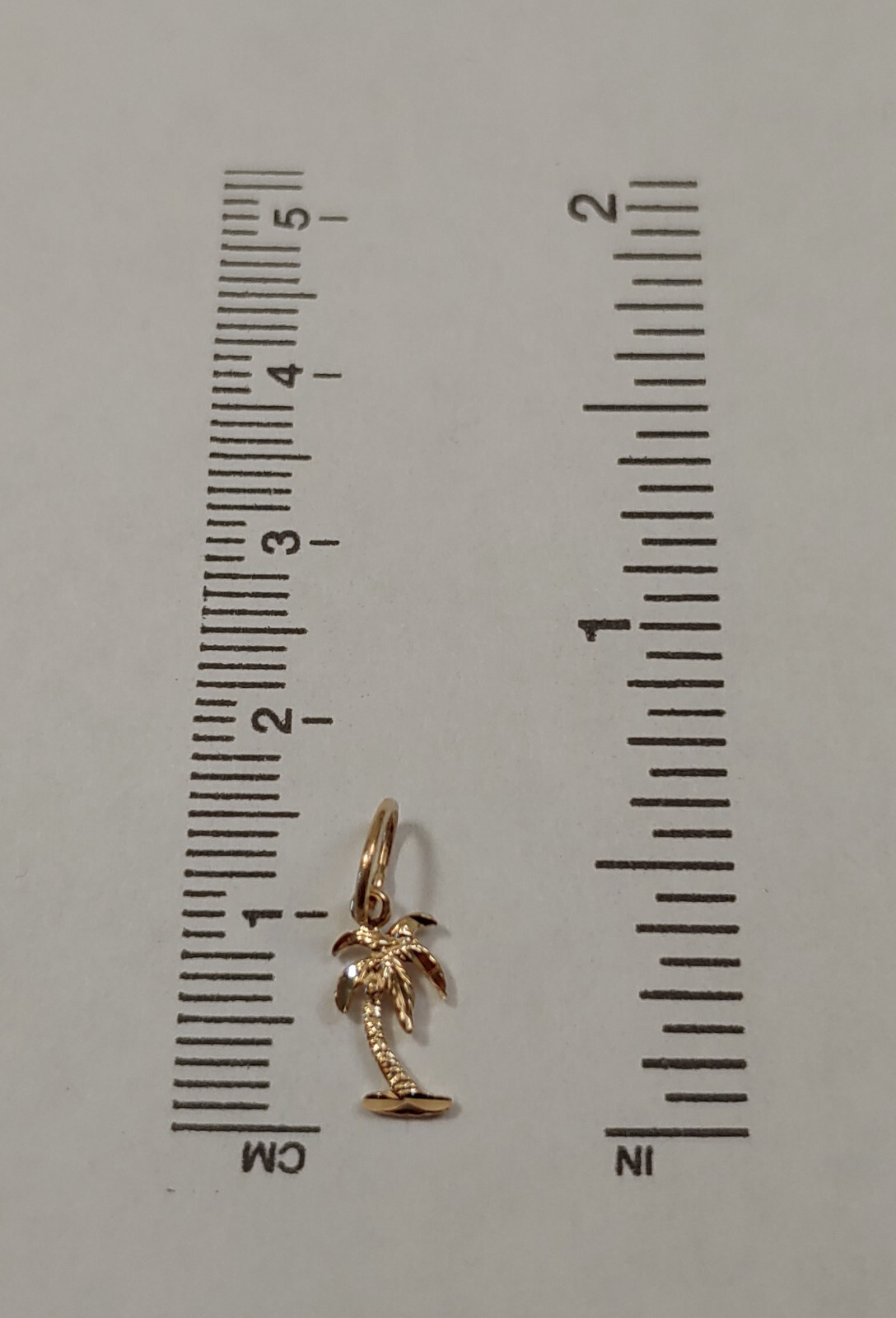 New 14k Yellow Gold Palm Tree Charm Pendant