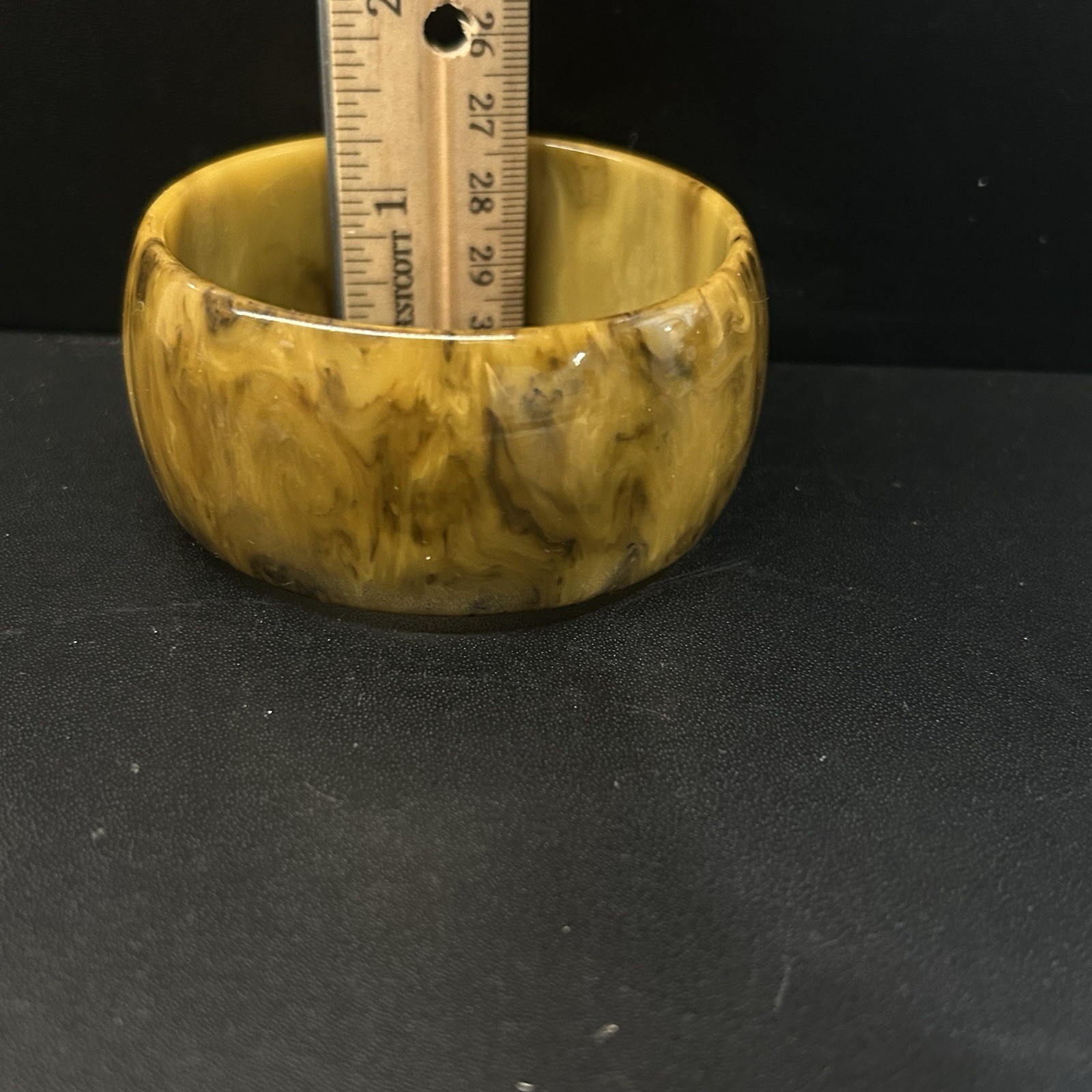 Vintage Bakelite Bracelet Bangle Butterscotch and Toffee Marble 1 1/4 Inch Wide