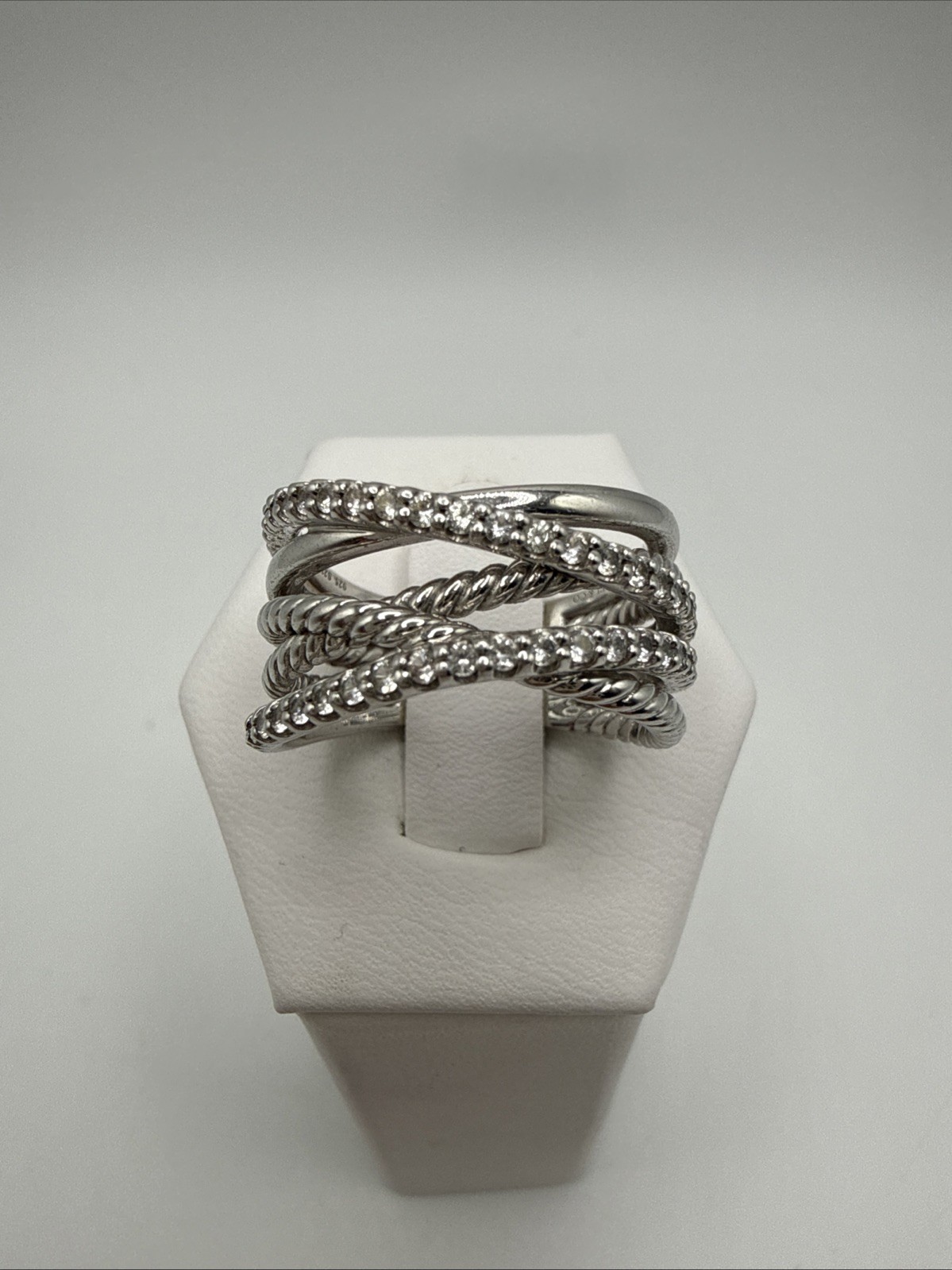 Gabriel & Co 925 Sterling Silver White Sapphire Hampton Twisted Ring Size 9