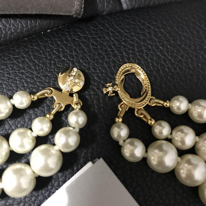 Vivienne Westwood Necklace Triple Pearl Choker Gold IN BOX [EJ00