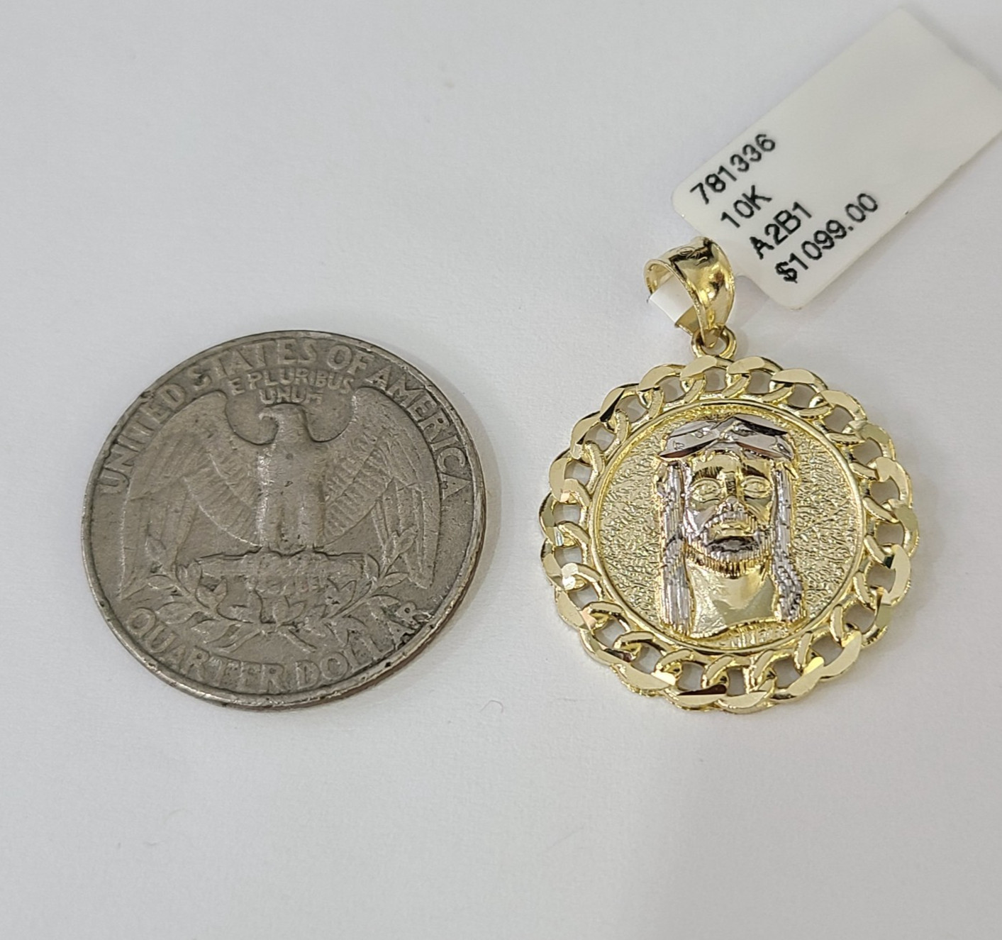 Real 10K Jesus Head Pendant Cuban Yellow Gold Charm Genuine