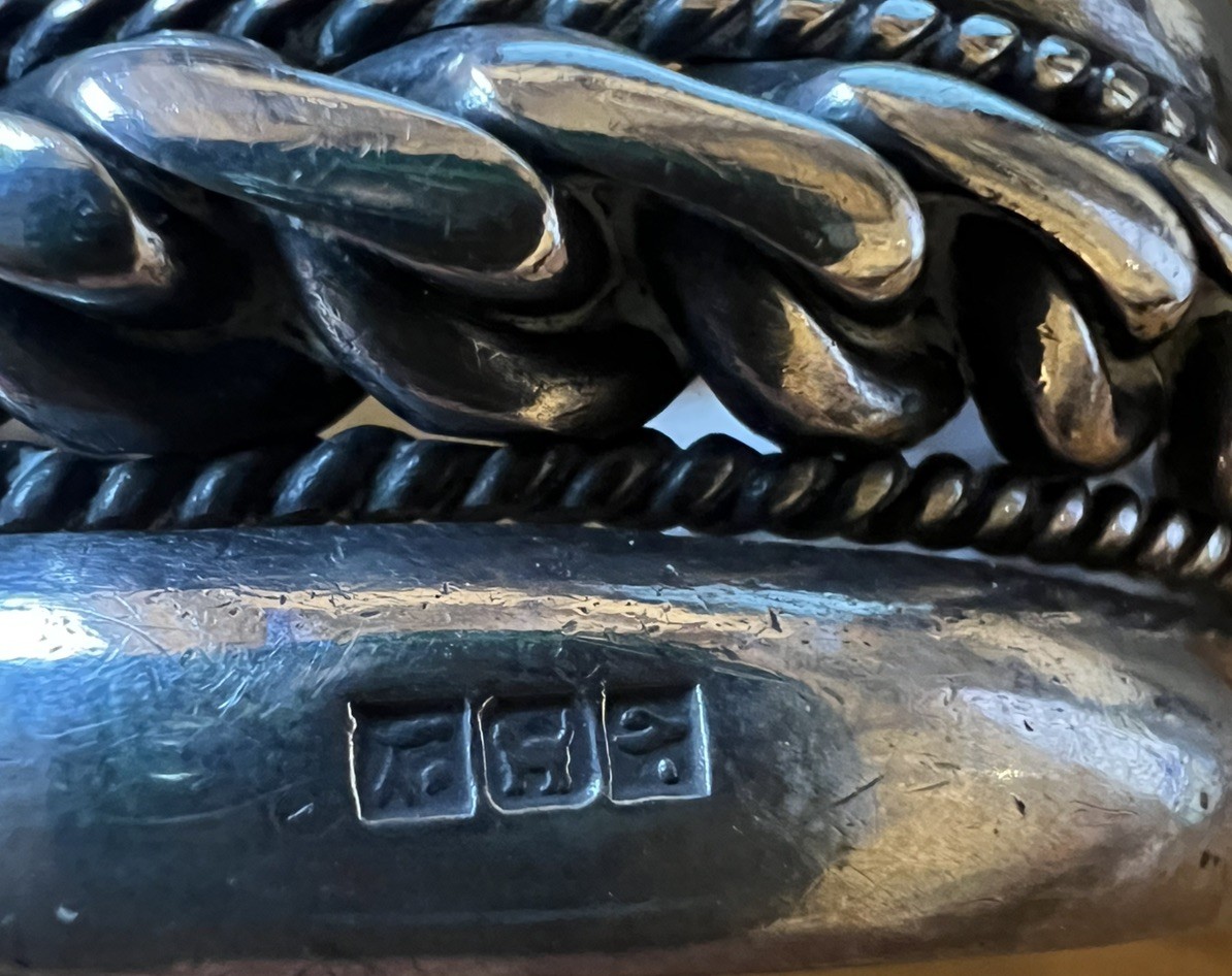 Massive 114g Vintage Egyptian .900 Silver Statement Cuff – Unique Hallmarks