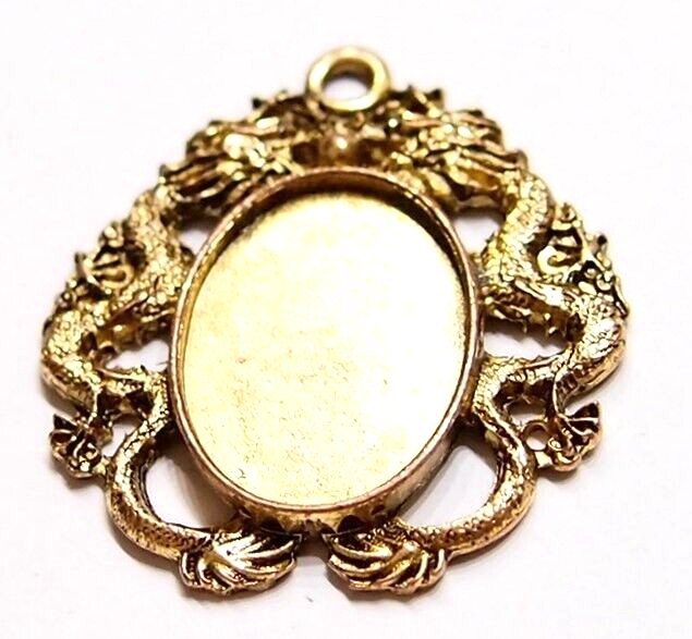 4 of 40x30mm Antique Gold Art Deco Victorian Vintage Dragon Pendant Settings