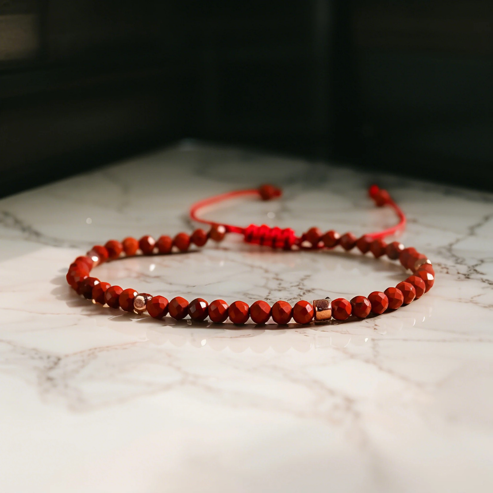 Natural Red Jasper Stone Bracelet 3mm Beaded Crystal Gemstone Unisex Bracelet