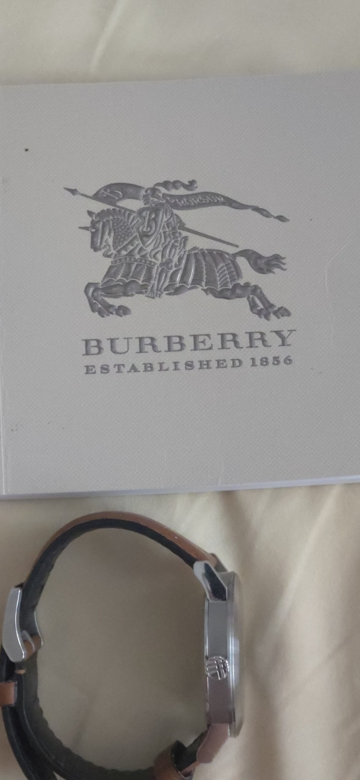 Burberry BU9905 The City Swiss Sapphire Black Dial Brown Leather Box Papers