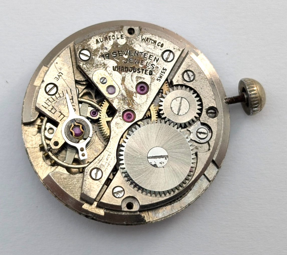HERALD Aureole 17j WWII Military Style Field Watch 26mm Movement PARTS or REPAIR