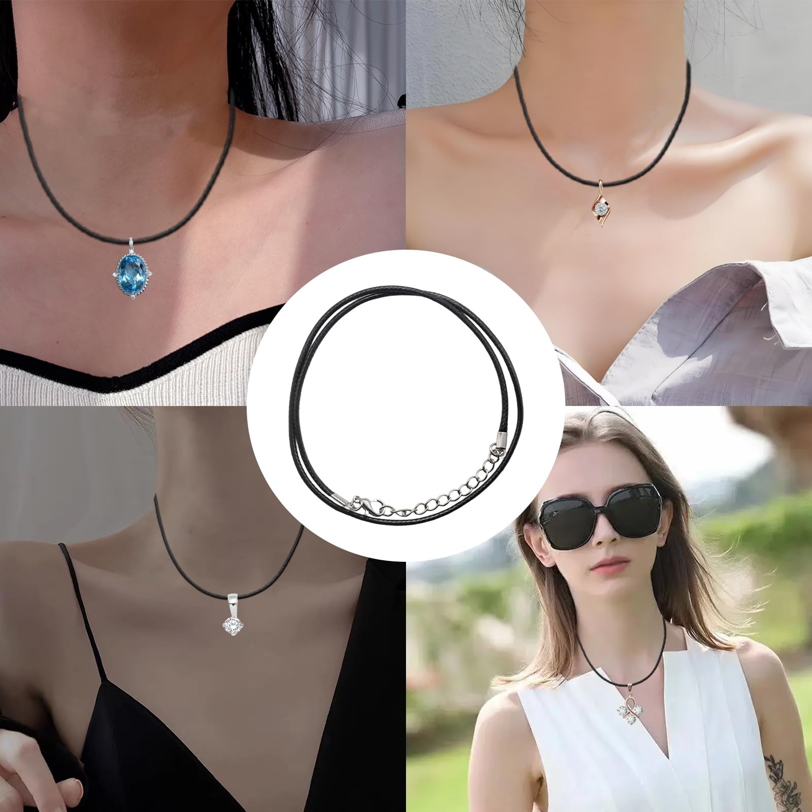 Funstreet 10pc 2.0mm Black Leather Necklace Cord w/ Clasp