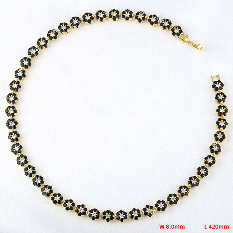 Charm Colorful Flower Tennis Chain Necklace Bracelet Jewelry Women Girl Choker