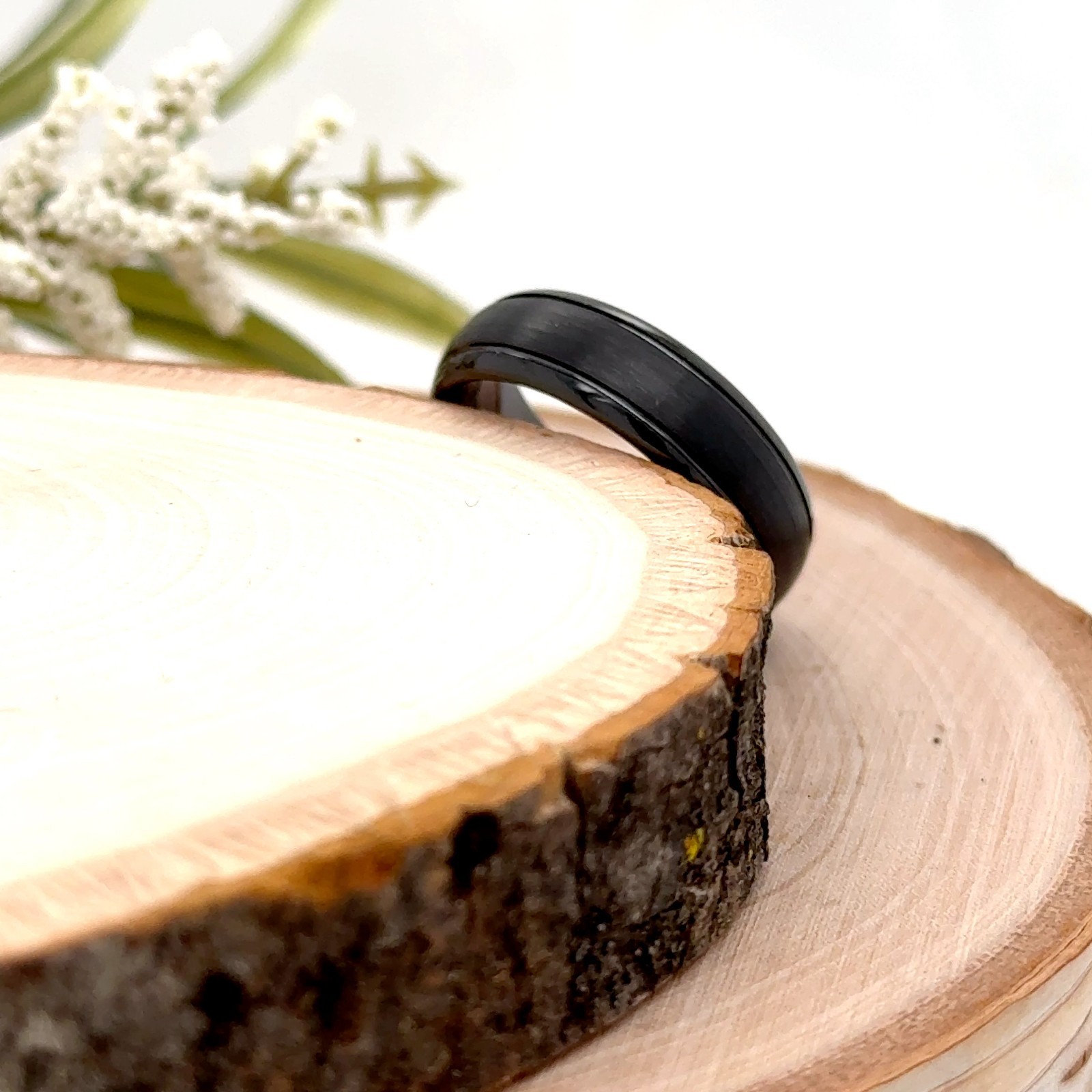 6mm Black Tungsten Carbide Ring Matt Finish Polished Edge Christmas Gifts Band