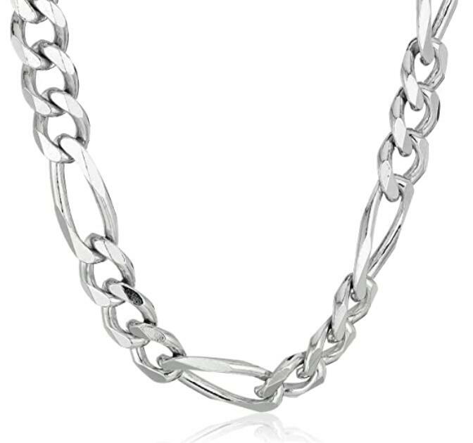 10mm 24 inch Stainless Steel Silver Solid Figaro Link-Chain Necklace For Mens