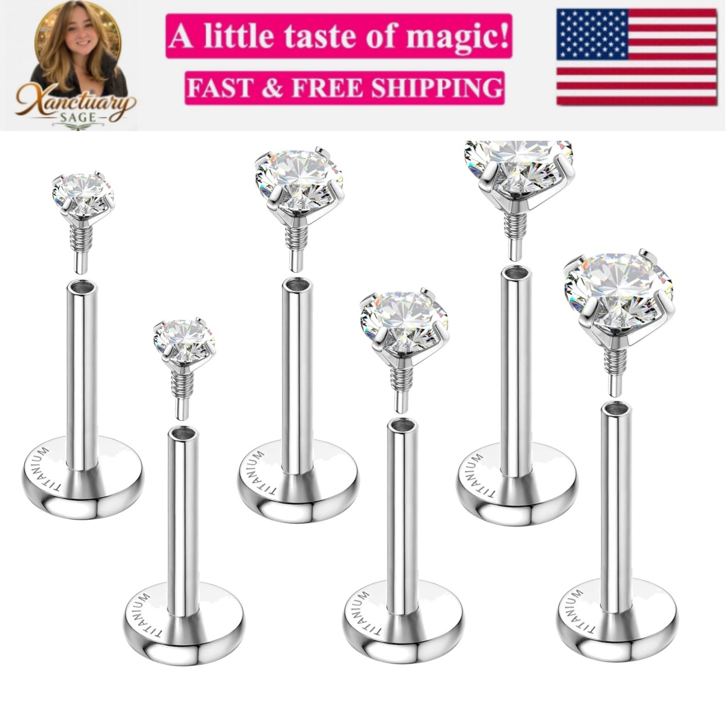 G23 Implant Grade Titanium Flat Back Earrings 16G/18G/20G | 3 Pairs Astm F136…