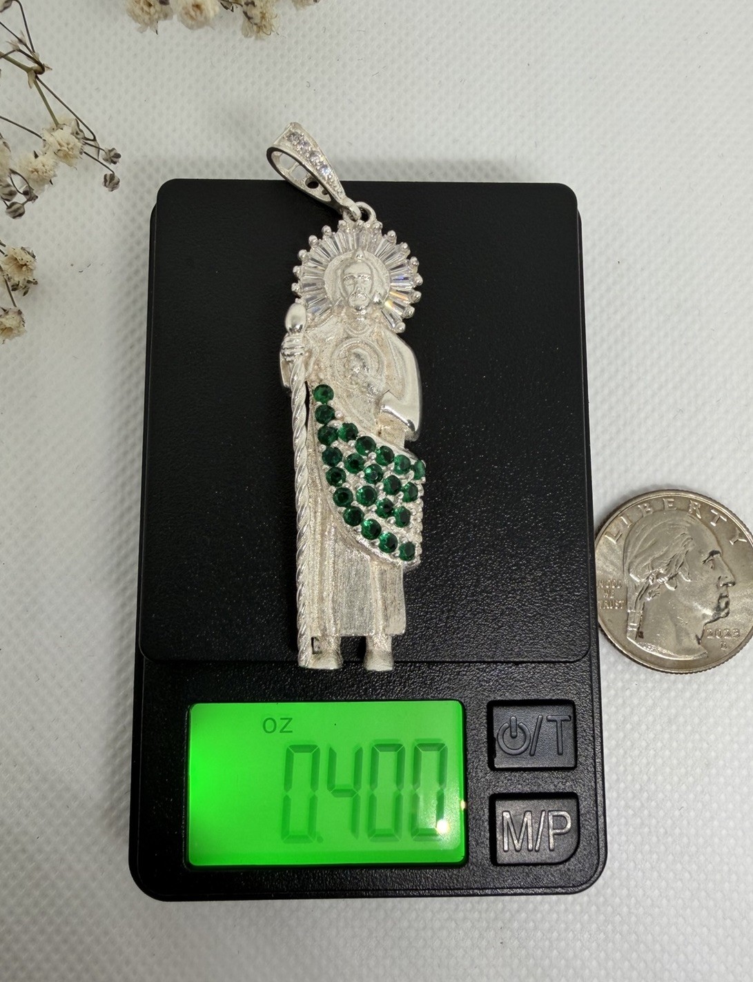 Dije San Judas Plata 925 Con Zirconia Silver Pendant Necklace Made In Mexico