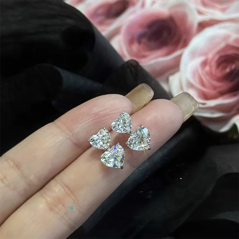 3Ct Heart Cut Moissanite Drop Earrings 925 Sterling Silver GRA Certified Gift