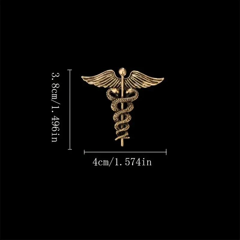Medical Association Emblem Caduceus Gold Colored Brooch Lapel Pin