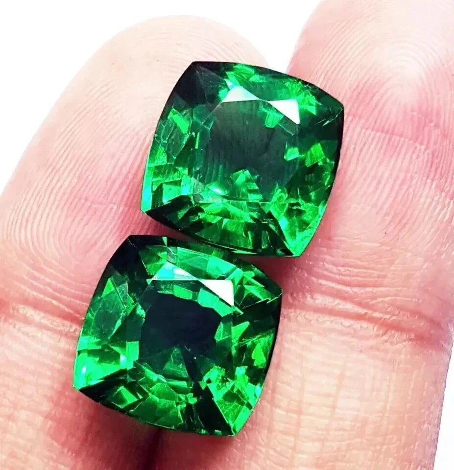 Natural Colombian Emerald Pair 18-20Ct Cushion Cut Loose Gemstone CERTIFIED