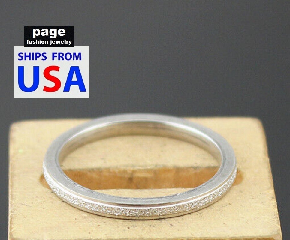 Unique – Outer Layer Sparkles – Lady’s 2mm Stainless Steel Ring Size 6.75-10.5