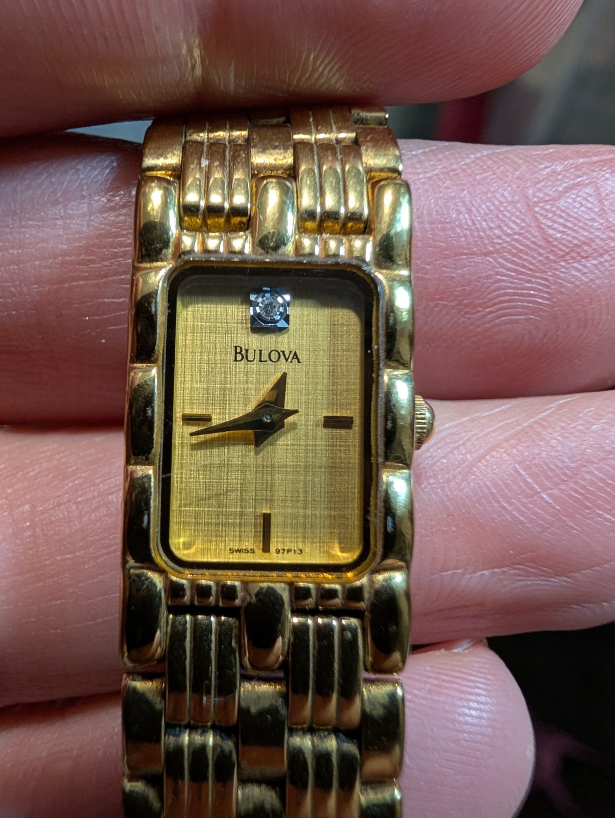 Bulova Gold Tone Quartz Watch Needs New Battery Japan Mvmt Bracelet 16cm