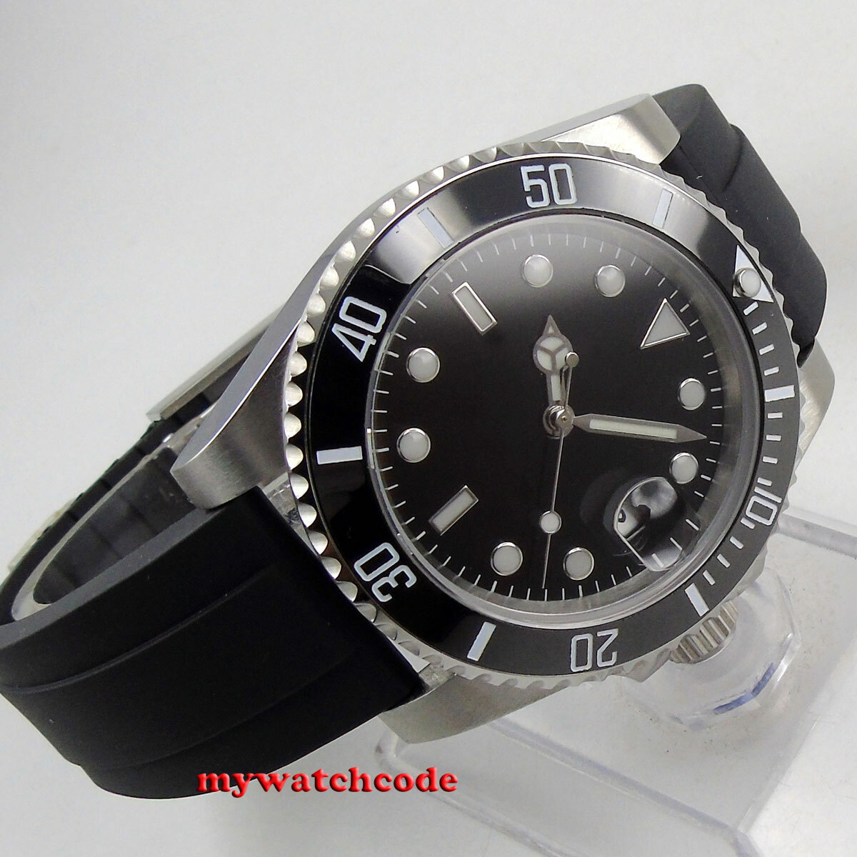40mm Bliger Black Dial Sapphire Glass Rubber PT5000 NH35A Automatic Mens Watch