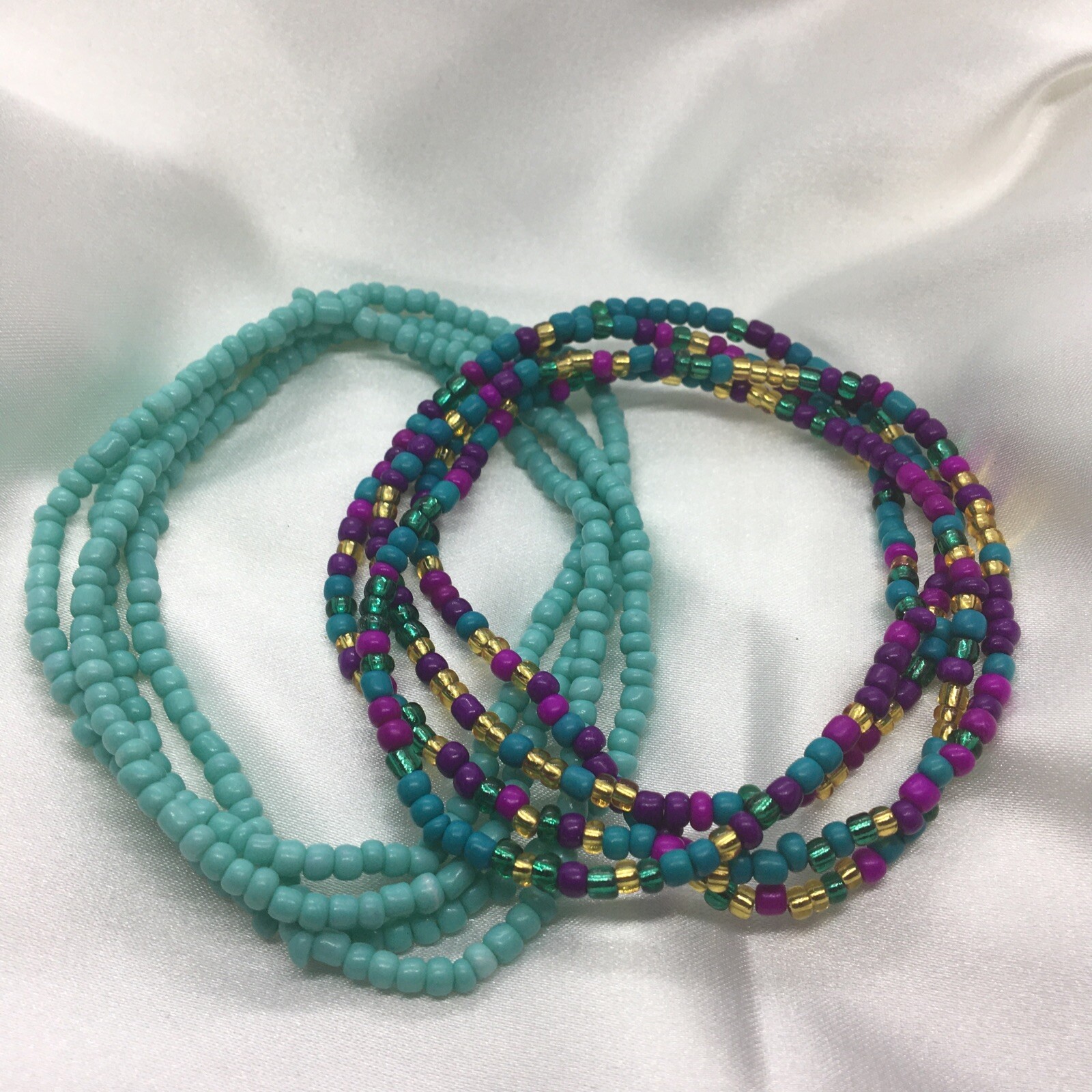 2 PC Handcrafted Waist Beads Jewelry African Bohemia Bracelets Anklet New 2291