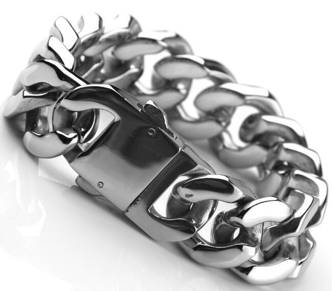 20mm 8.66” Pure Stainless steel Heavy Huge Curb Cuban Chain Bracelet Mens Gifts